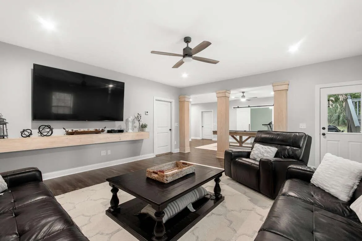Finished interior remodel with new cabinetry and flooring